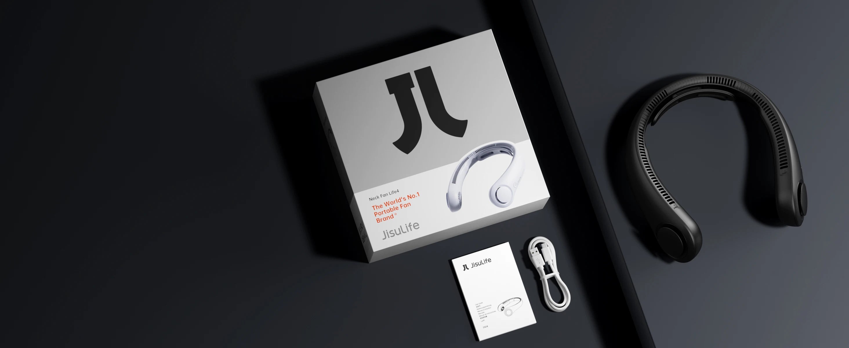 JISULIFE 5000mAh Neck Fan, 5 Speeds, Convenient