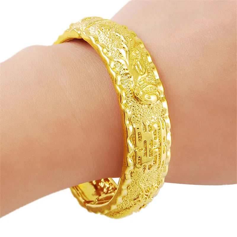 Real 24K Gold Bracelet - Luxury Women's Wedding Jewelry