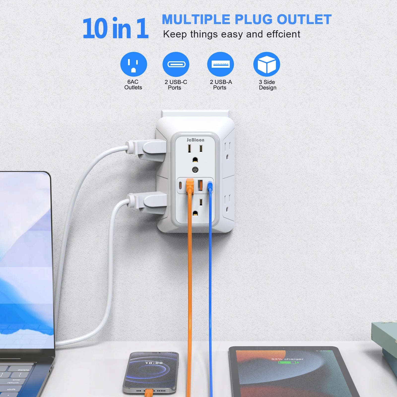 Ổ Cắm Đa Năng 6 Cổng, 4 USB & Sạc Nhanh Type C