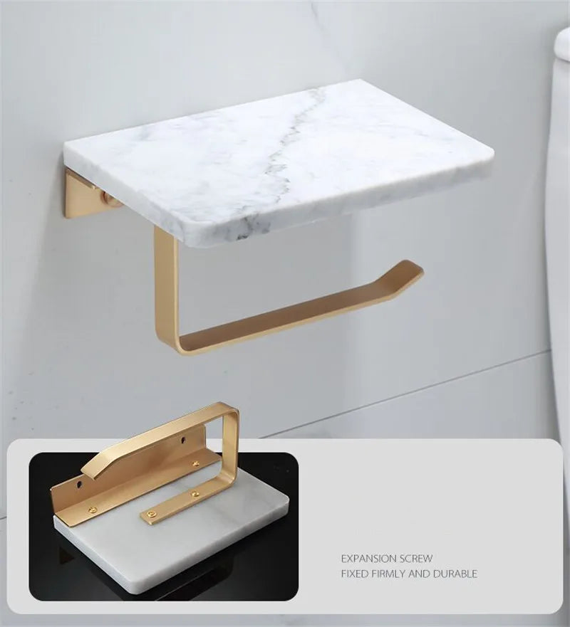 Bathroom Paper Holder Gold and White Marble Bathroom Paper Roll Holder Tissue Holder Box  Rack Toilet Paper Holder Tissue Boxes - Daisan Mart