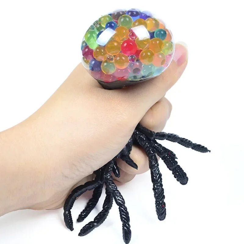 Horrifying Black Spider Squeeze Toy Colorful Bead Interior Perfect Anti-Stress Decompression Gadget Ideal Halloween Gift