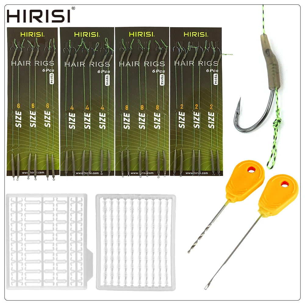 Lưỡi Câu Cá Chép HIRISI Thép Carbon, Dây Bện, Có Ngạnh