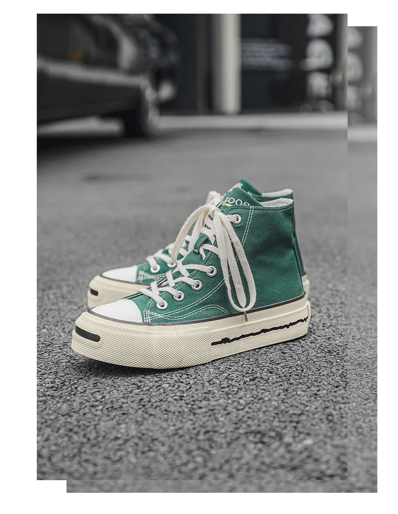 Giày Sneaker Nam Cổ Cao Phong Cách Đường Phố Xanh