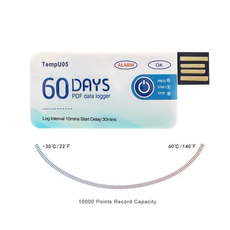 ABBP-10X Tempu05 Temperature Data Logger 60 Days Disposable Temperature Analyzer PDF USB - Daisan Mart