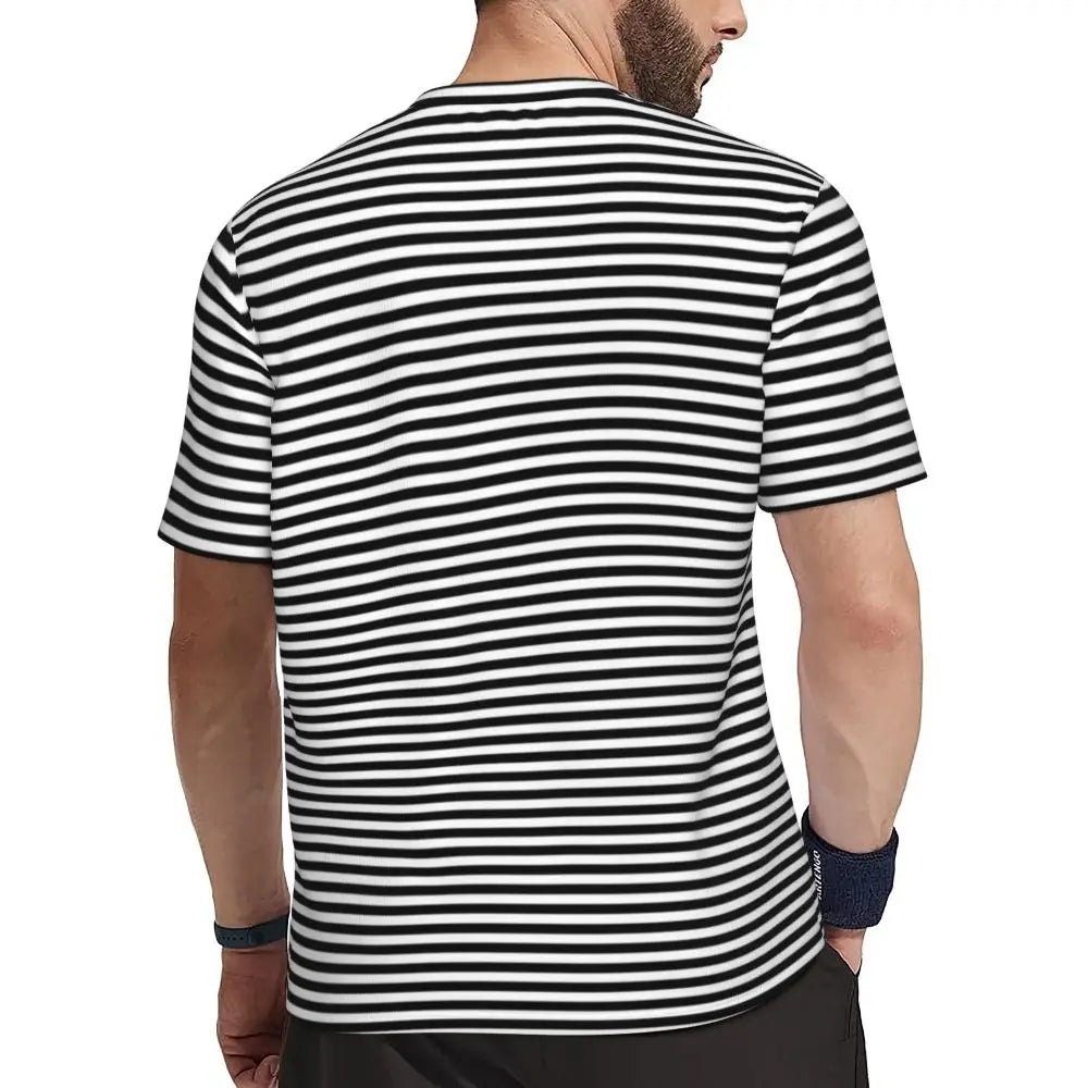 Stylish Mondrian Striped Men's Gym T-Shirt