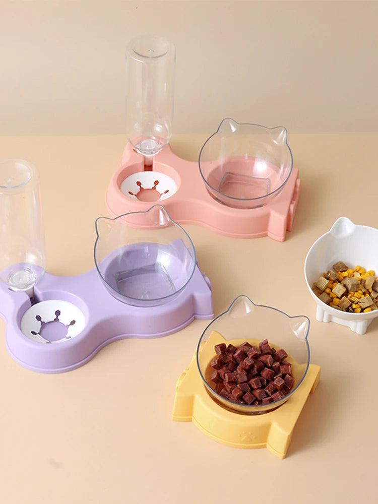 Pet dog and cat food bowl automatic feeder all-in-one dog and cat food bowl and drinking fountain drinking bowl - Daisan Mart