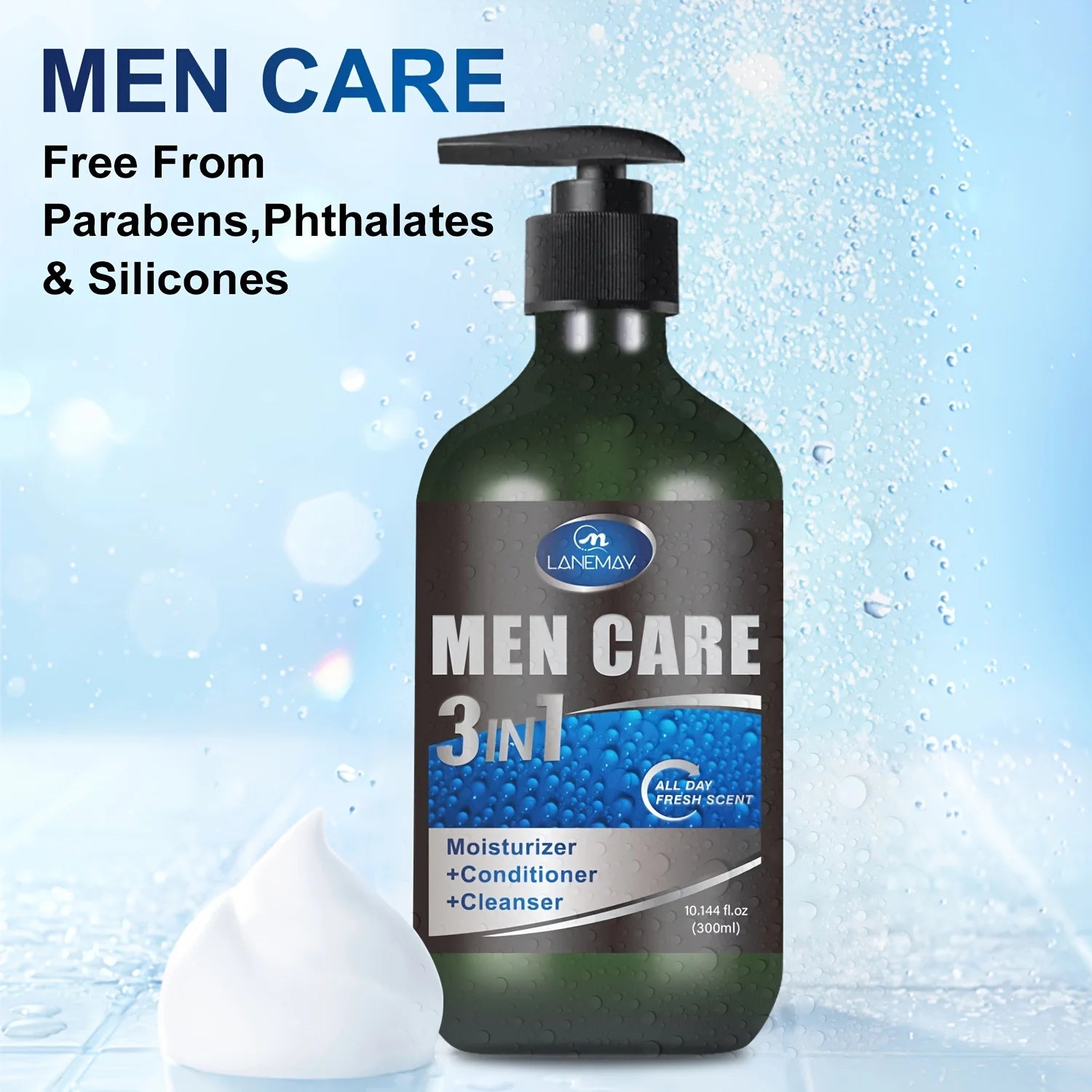 3in1 Men's Shower Gel - Cleanses Skin, Hair &amp; Face, Gently Regenerating
