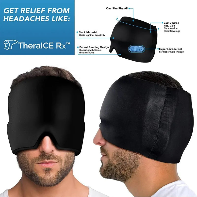 3D Black Gel Sleeping Mask, Headache Relief, Stretchy