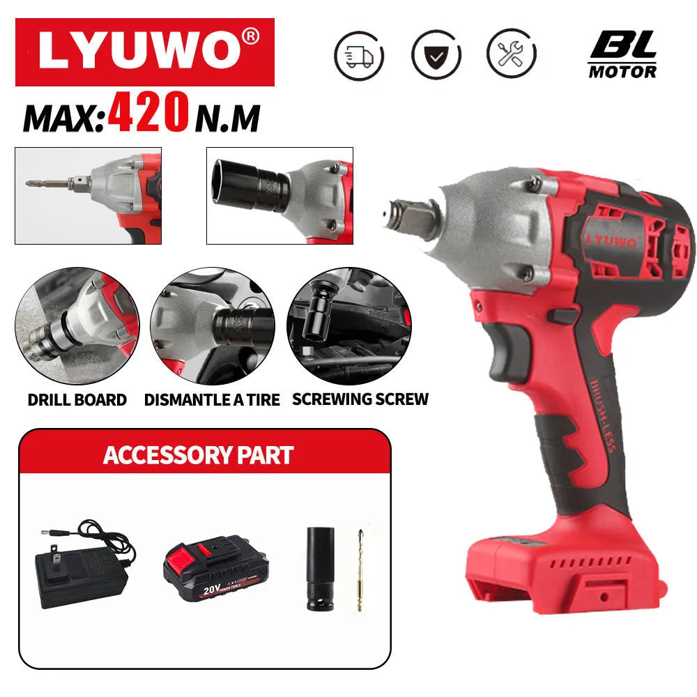 Máy vặn vít không chổi than 21V LYUWO 420N.m - Daisan Mart
