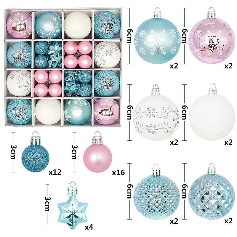 Christmas Balls for Tree Decoration 44 Pieces 3/6CM