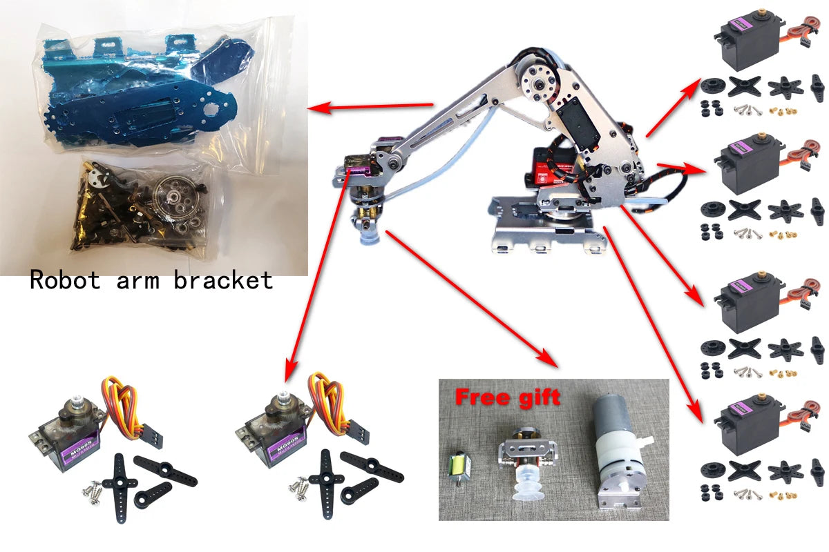 New 6 Dof Robotic Arm Manipulator Industrial Robot Model with MG996R Servos for Arduino Robot Arm DIY Kit Suction Cup STEM Toys - Daisan Mart