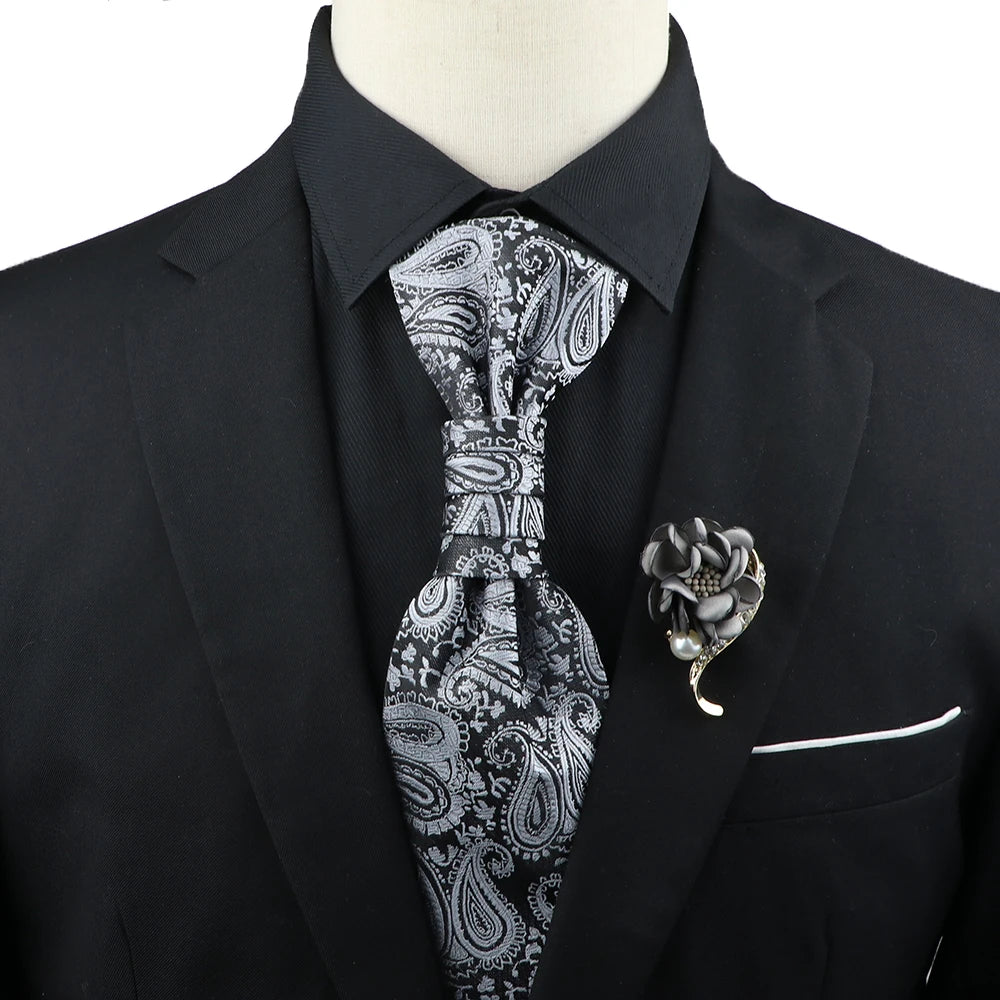 Premium luxury Paisley men's tie &amp; brooch