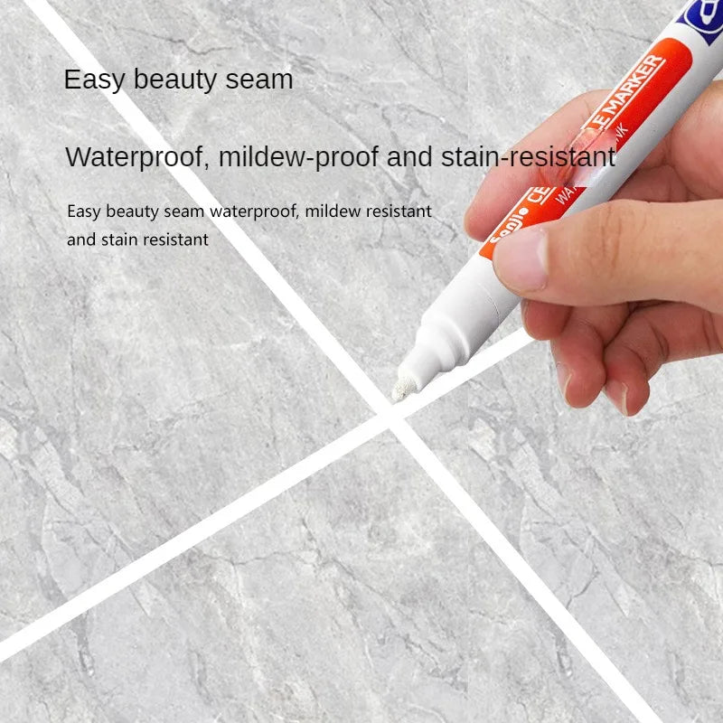 Ceramic Tile Pen Wall Grout Restorer Pen Repair Marker Grout Filler Pen for Restoring Tile Wall Floor Bathrooms Kitchen White
