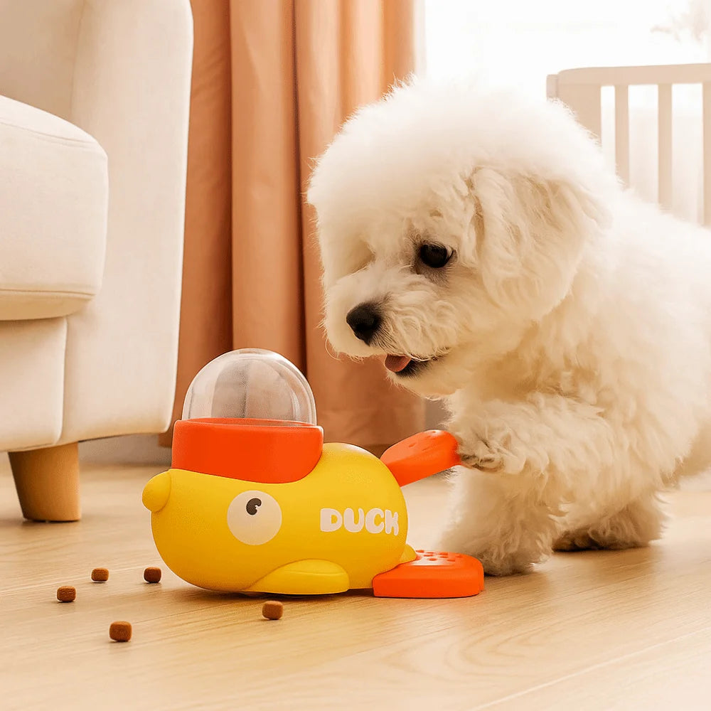 Automatic Pet Feeder - Cartoon Duck Design Dog Food Dispenser, Snack Trainer, Smart Portion Control Feeder for Cats & Dogs - Daisan Mart