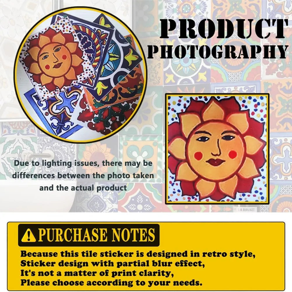 Tile Stickers Wall Decor Bathroom Kitchen Wall Deal Waterproof PVC Decoration 2D Sticker with Retro Design in in Mosaic Style