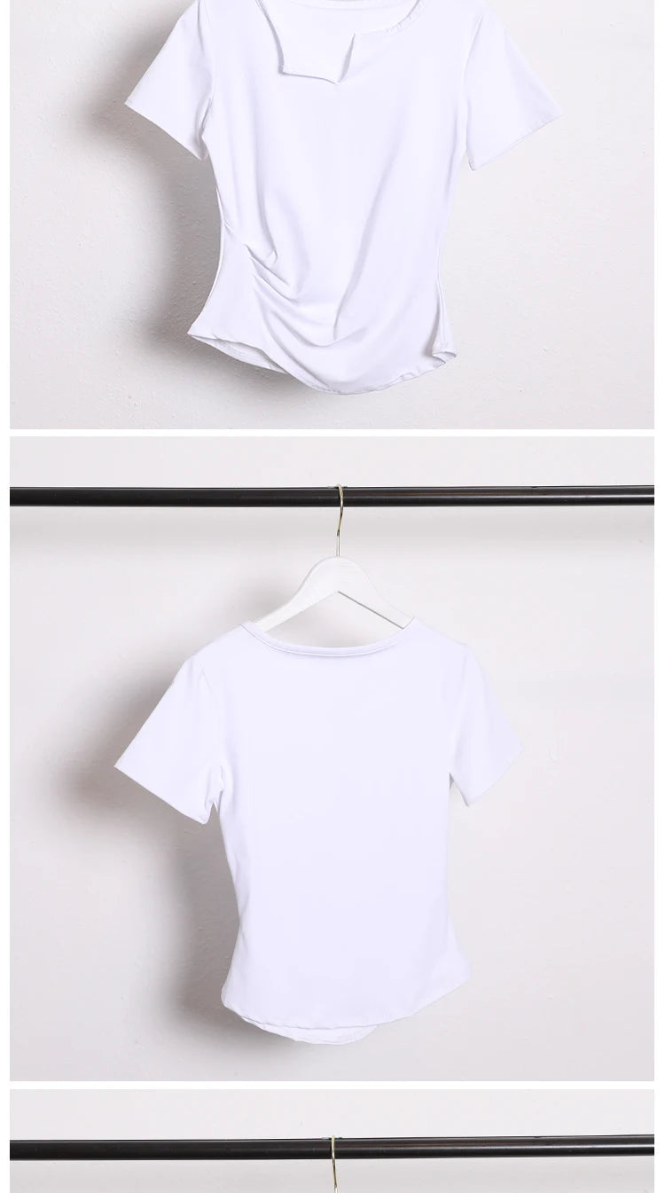 Sexy Fashion Women's Bodycon Gym Shirt with Chest Pad