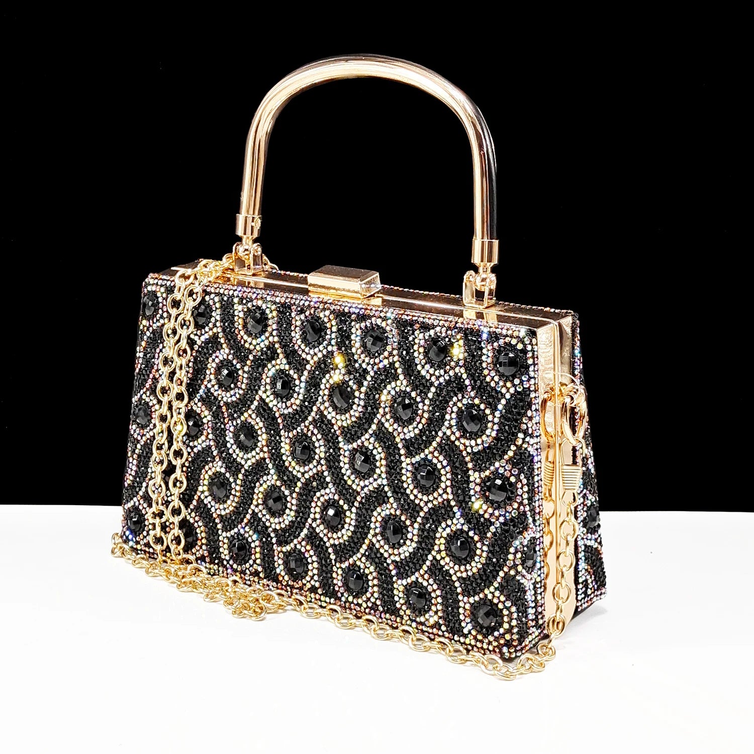 2024 Rhinestone Shoes and Bag Set - Trendy Green