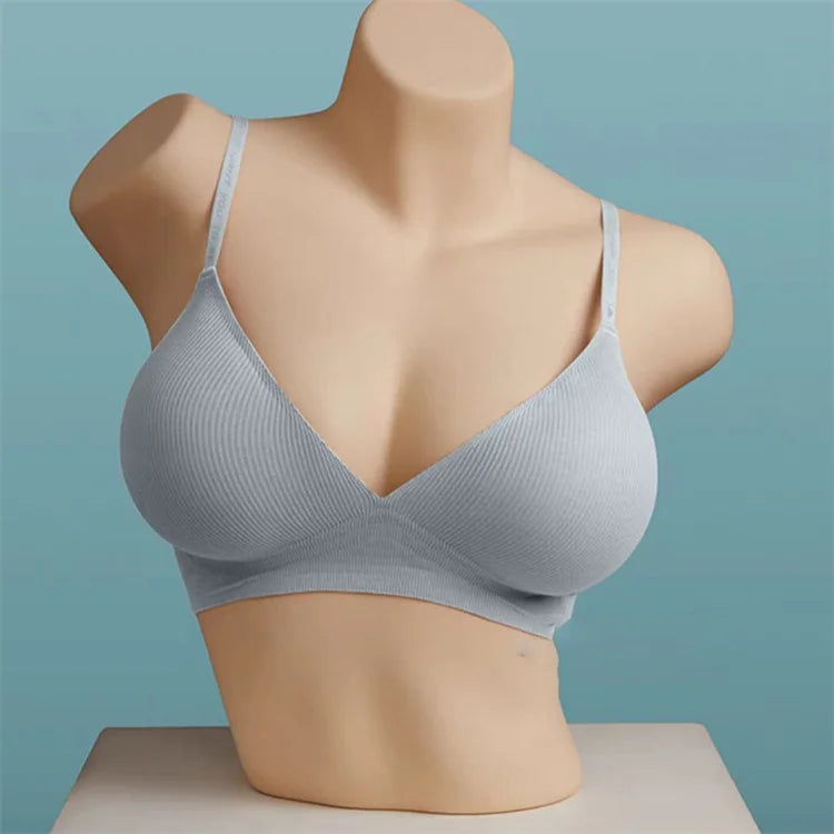 Sexy women's bra without underwire, deep V neck, personality straps