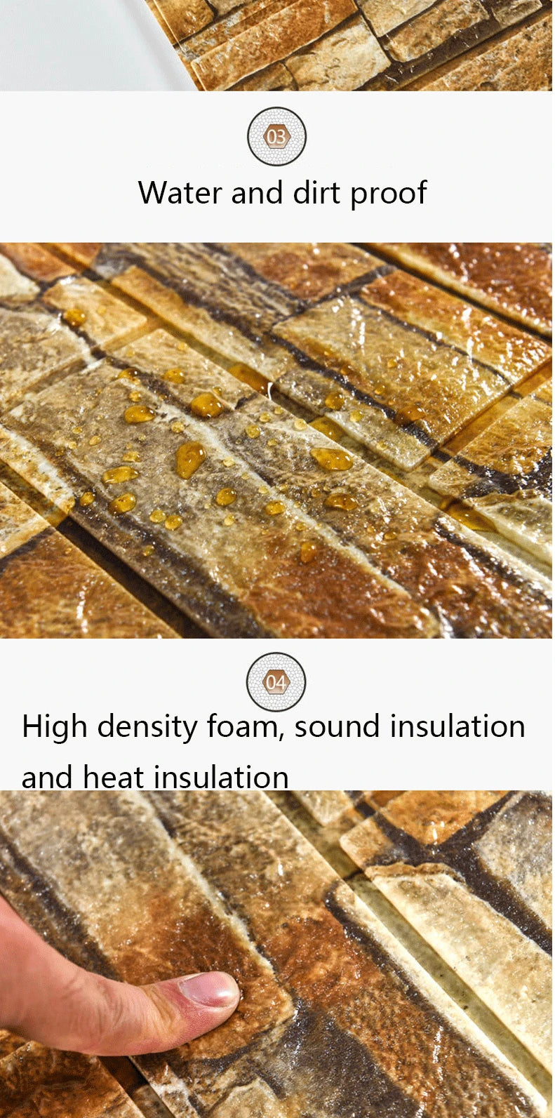 Giấy dán tường 3D chống nước giả gạch tự dán 70x100