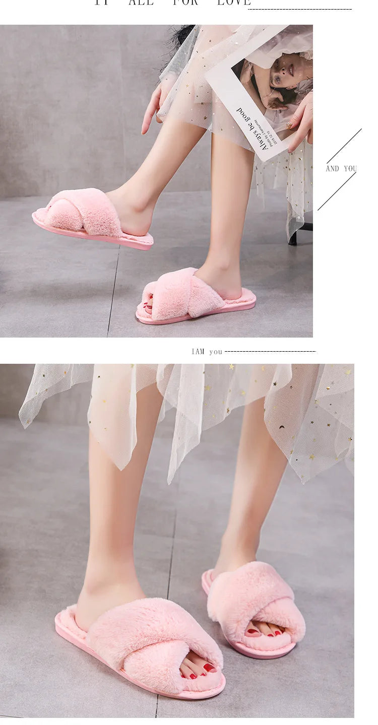 Warm Furry Slippers - Women &amp; Men, Indoor Wear 20024