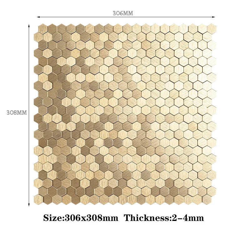Mosaic Decorative Wall Stickers Aluminum-plastic Panel Self-Adhesive Moisture-proof Fireproof Bathroom Hexagon Tile Decoration