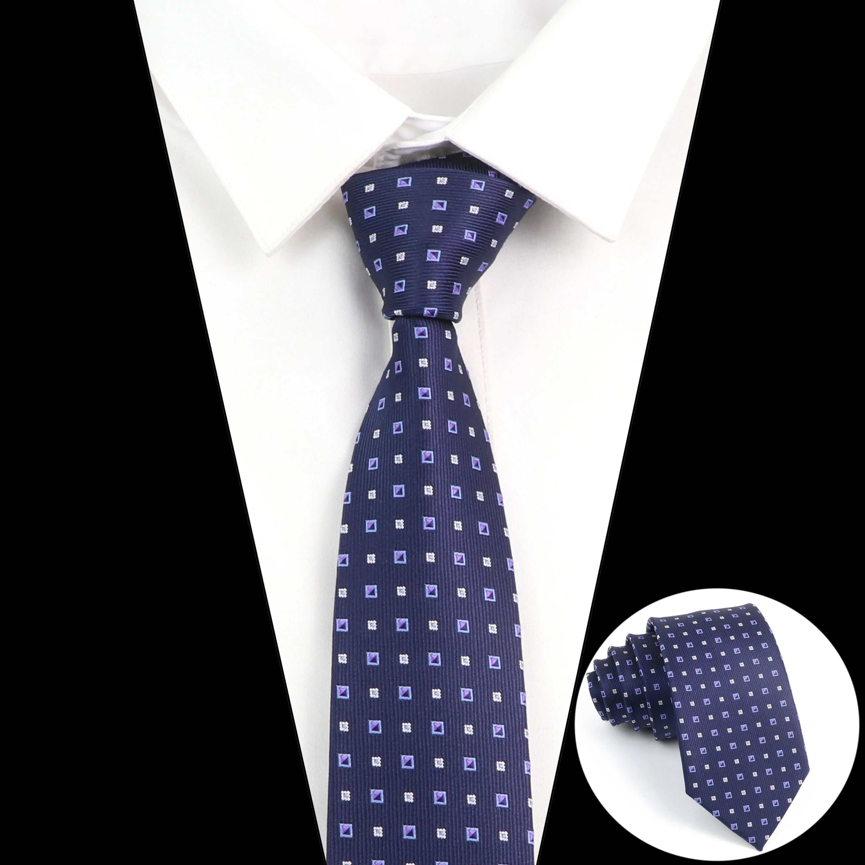 Cà vạt nam cao cấp chấm bi xám 6.5cm thời trang