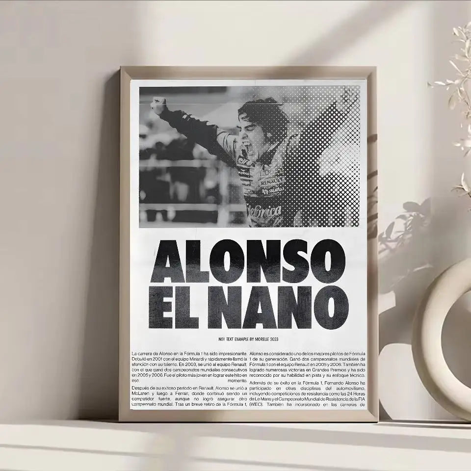 1PC F1 Racing Driver Fernando Alonso Poster Self-adhesive Art Waterproof Paper Sticker Coffee House Bar Room Wall Decor