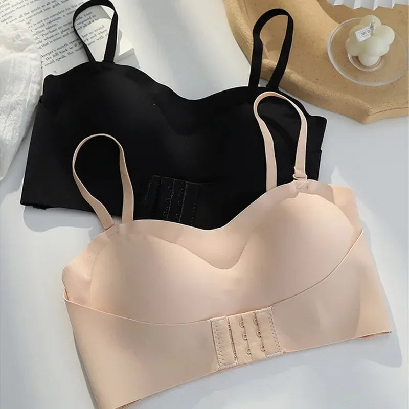 Women's hidden breast lift wireless bra, large size