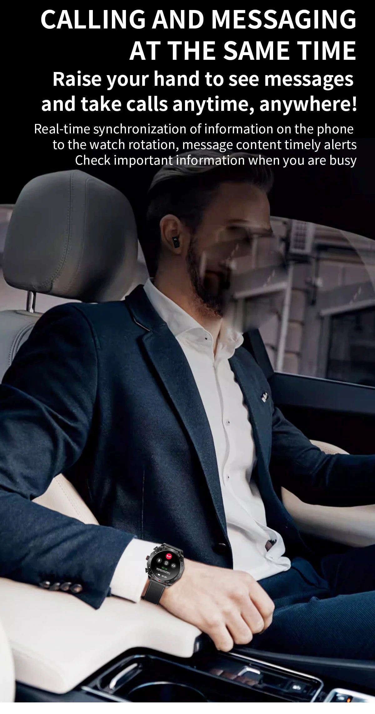 Men's Smart Watch 400mAh Durable Steel, Bluetooth Calling