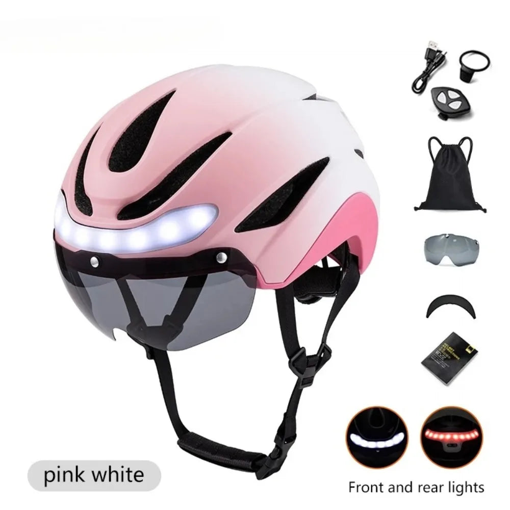 HelmetPro: LED Bicycle Helmet &amp; Magnetic Goggles