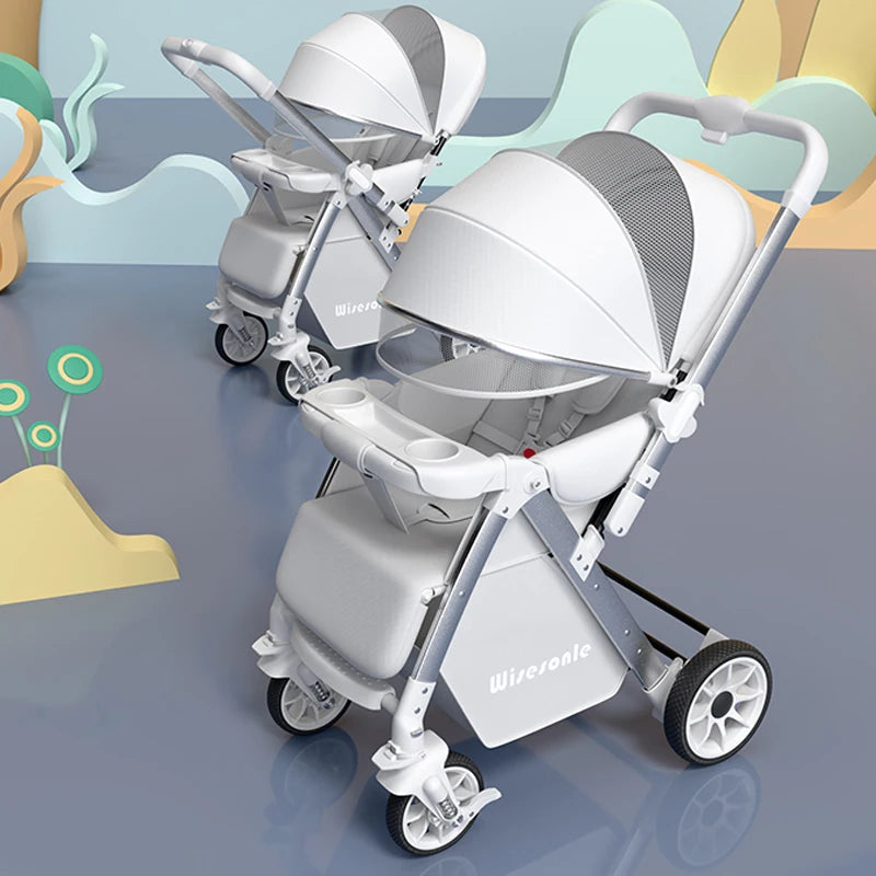 High-end folding 2-way baby stroller, sitting and lying