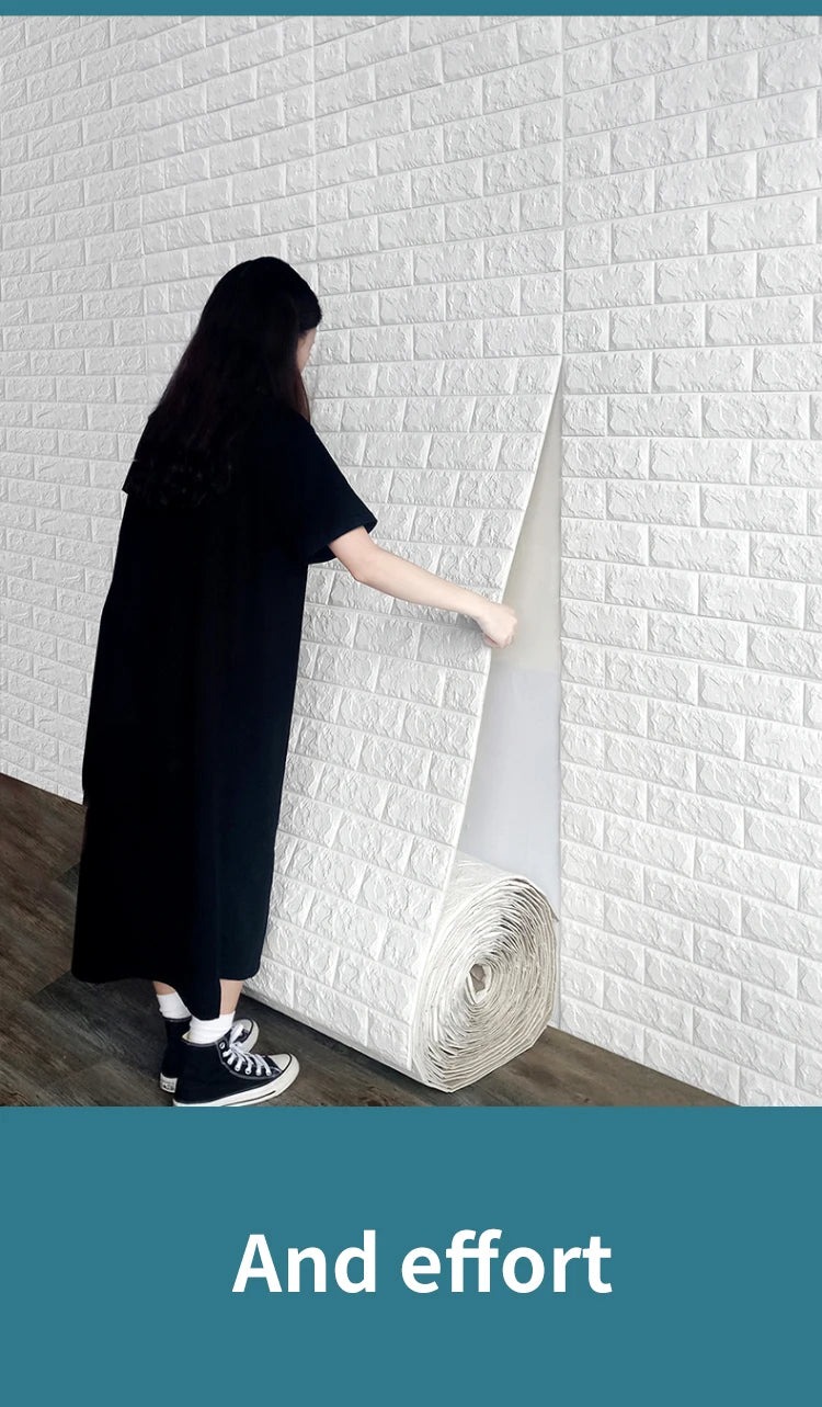 10M stickers Self-Adhesive Panels 3D Soft Crash Foam Wallpaper Imitation Brick Wall Stickers Home Living Room Kid Bedroom Decor