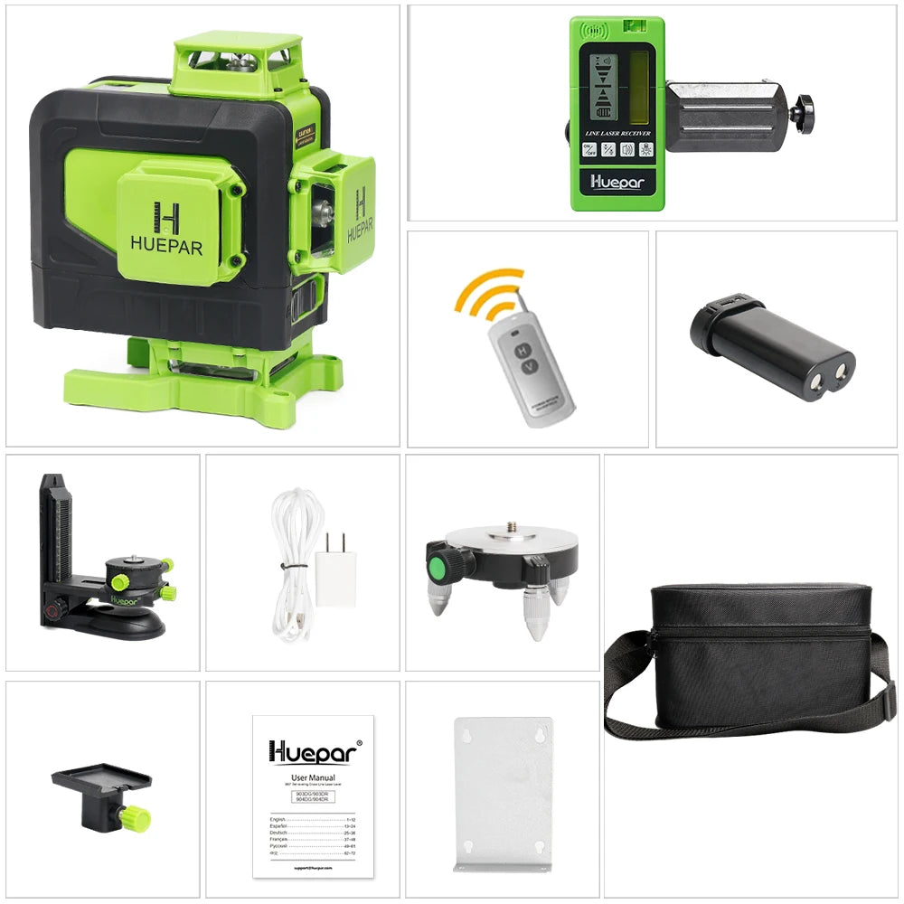 Máy cân mực laser 4D 16 tia xanh Huepar đa năng - Daisan Mart
