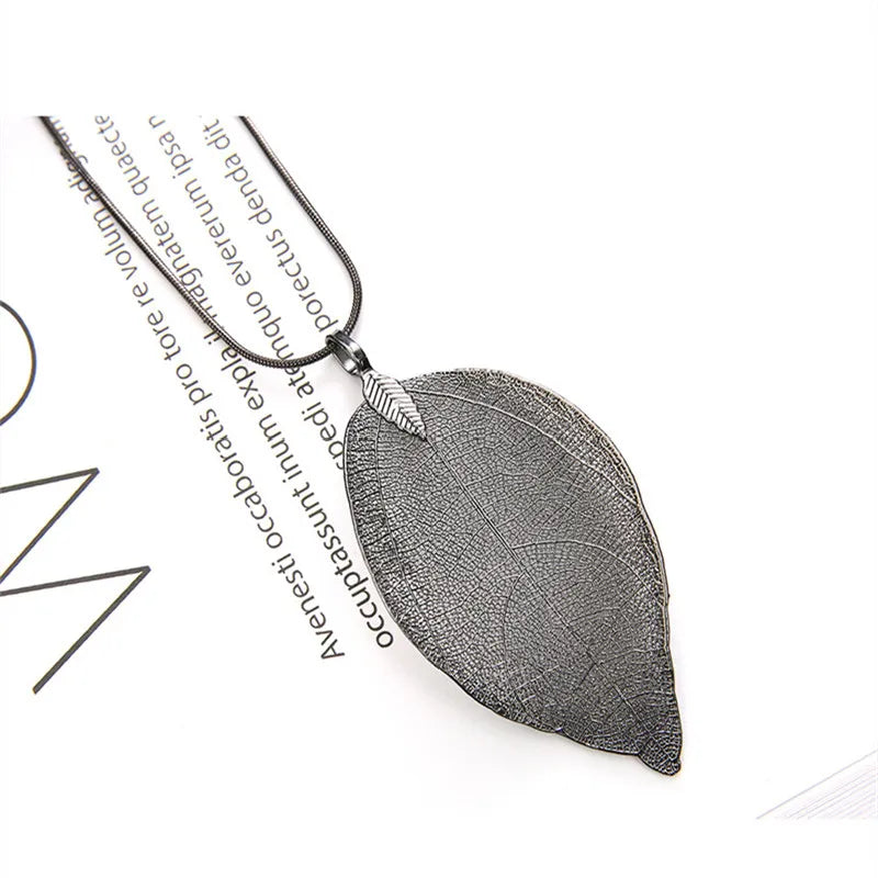 Women's Fashion Simple Punk Silver Leaf Necklace