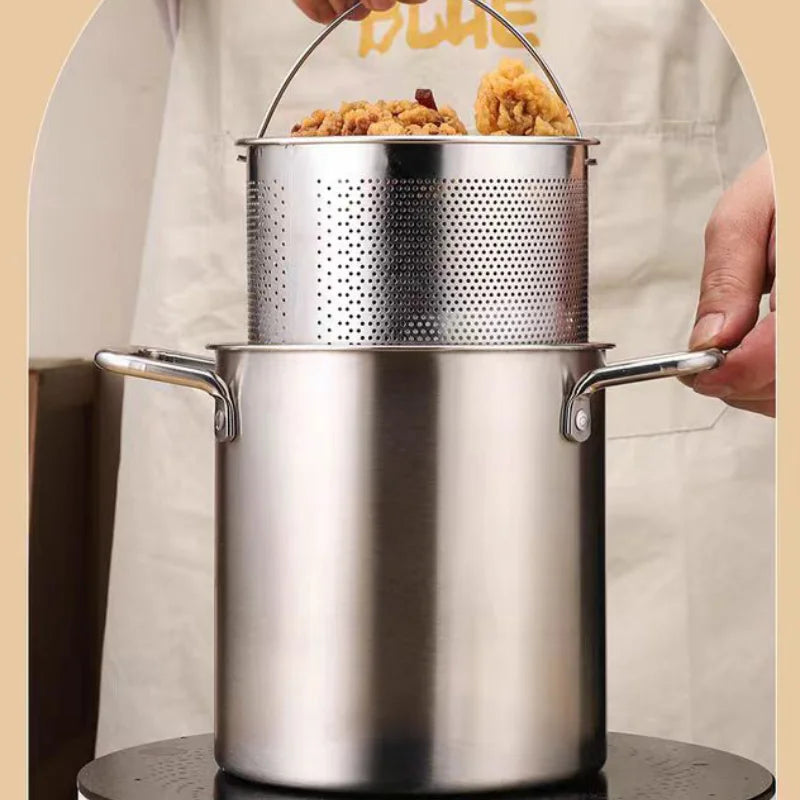 ###304 Stainless Steel Multi-Function Fryer with Oil Filter Basket