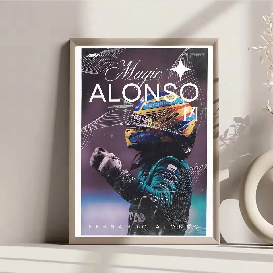1PC F1 Racing Driver Fernando Alonso Poster Self-adhesive Art Waterproof Paper Sticker Coffee House Bar Room Wall Decor