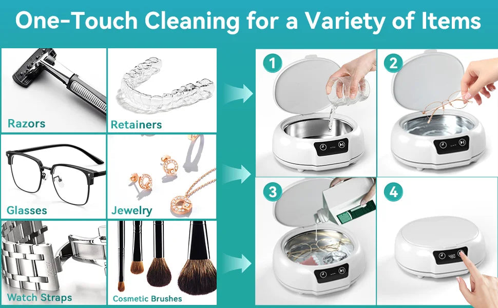 700ml large Ultrasonic Cleaner Bath Timer for Jewelry Parts Glasses Manicure Stones Cutters Dental Razor Brush Ultrasound Sonic