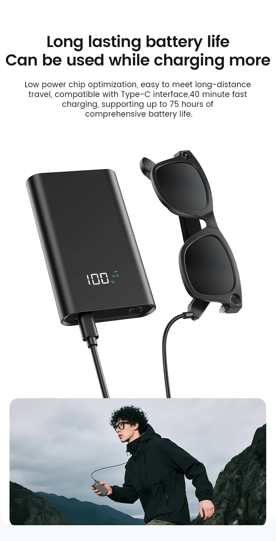 Smart Glasses HD Camera Anti-Shake Noise Reduction