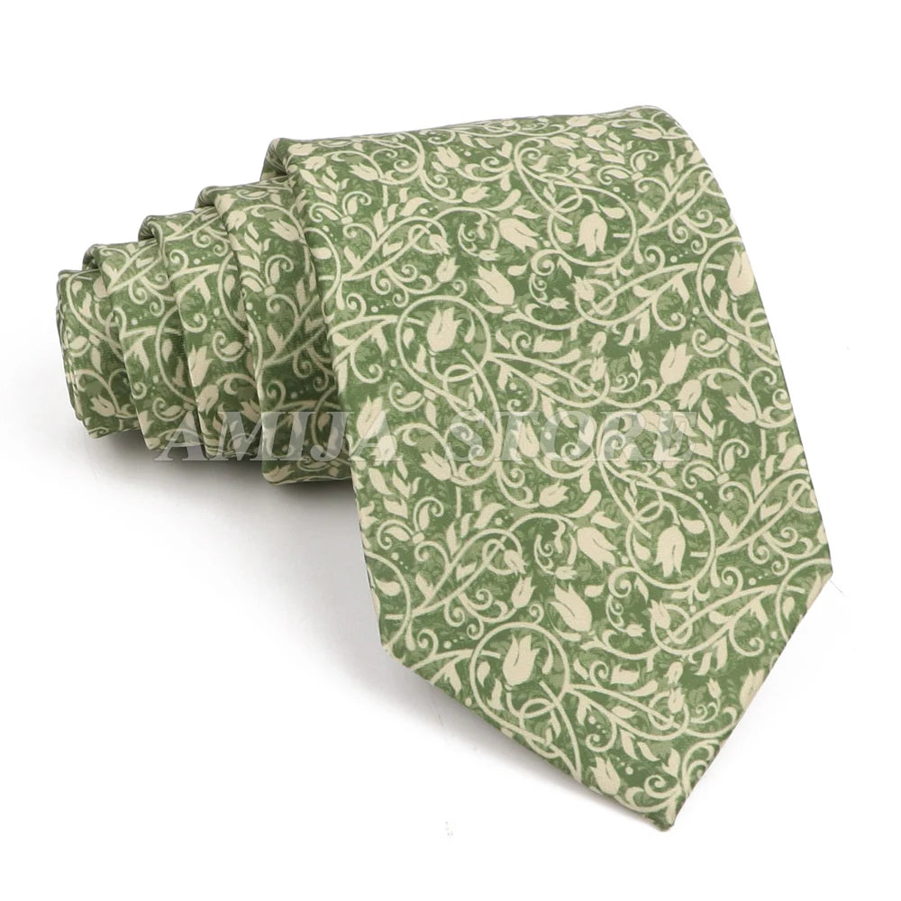 男士復古塗鴉圖案仿絲領帶 8厘米