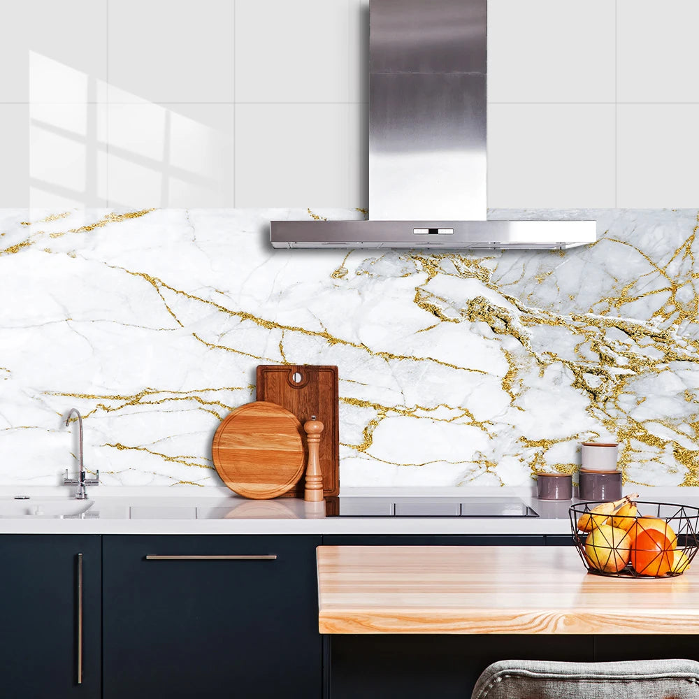 Set of 10 Decorative Oil-Resistant Yellow and White Tile Stickers