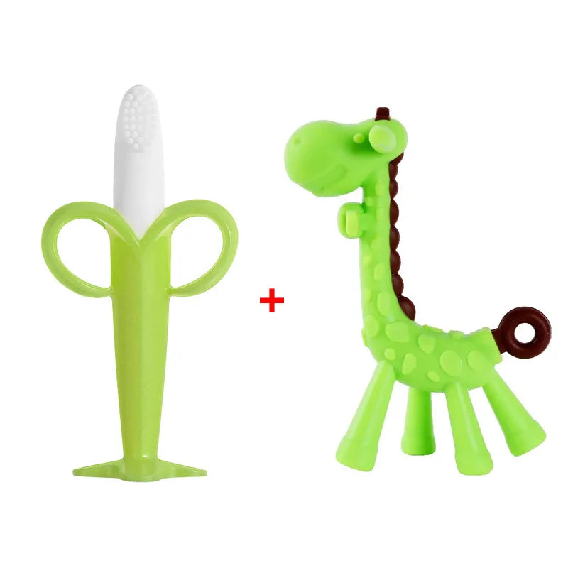 Bàn Chải & Gặm Nướu Hình Chuối Cho Bé 2in1 Silicone - Daisan Mart