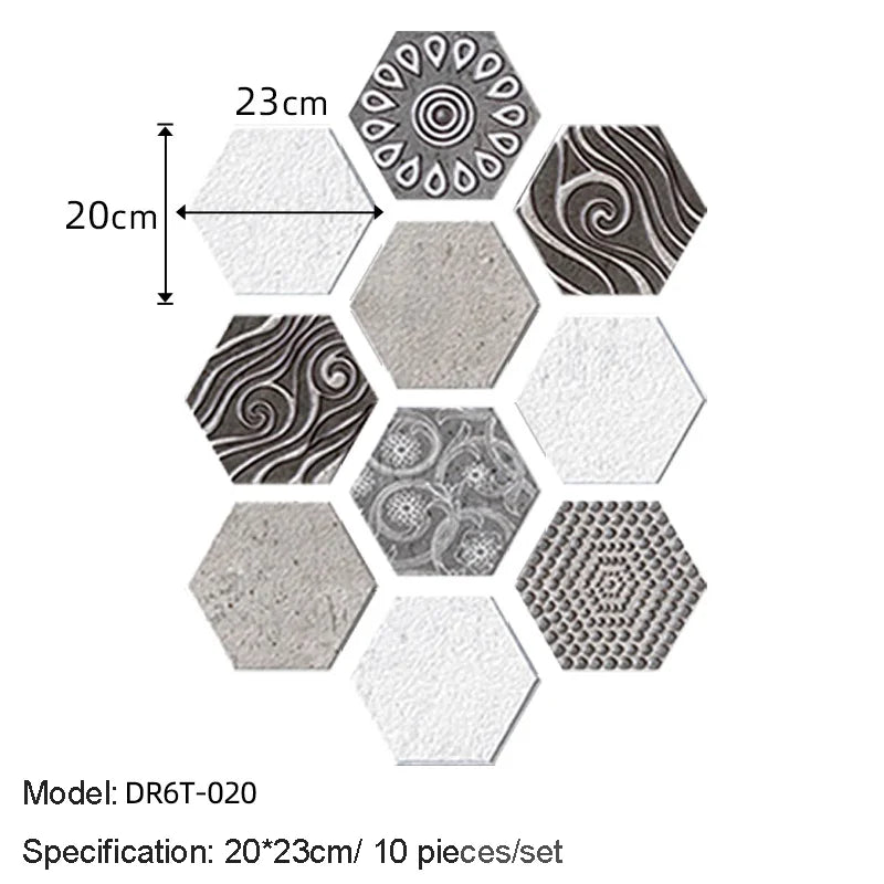 10/20PCS Wall Sticker Hexagon Self Adhesive Waterproof Vinyl PVC Floor Tile Wallpaper Sticker Kitchen Bathroom Home Decoration