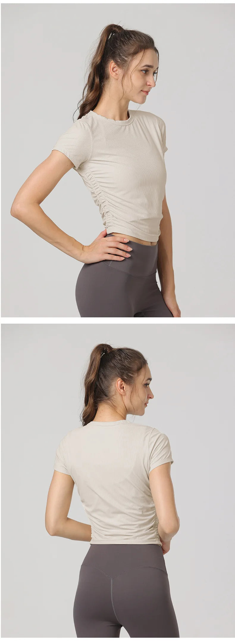 Áo Tập Yoga Nữ Ngắn Tay Co Giãn Thoáng Khí Năng Động - Daisan Mart