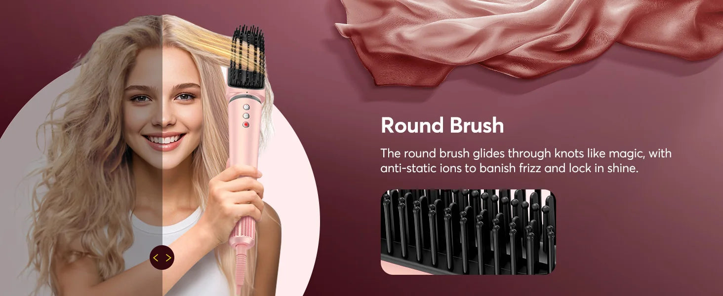 High Speed ​​5 in 1 Hair Dryer Hot Air Comb Set,Hair Brush Curling Iron Hair Straightener Styling Tool For Blow Dryer Gift Box