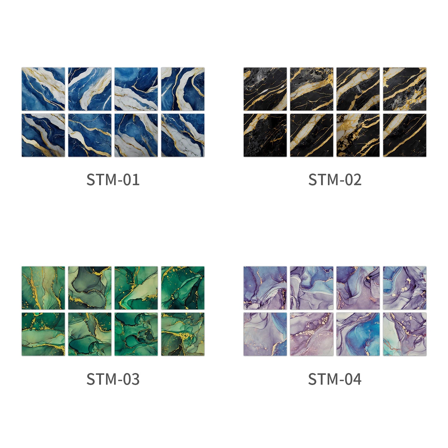 8PCS/Set Minimalist Black Marble Wall Stickers, Kitchen Bathroom Waterproof Self-Adhesive Ceramic Tile Stickers, Room Wallpaper