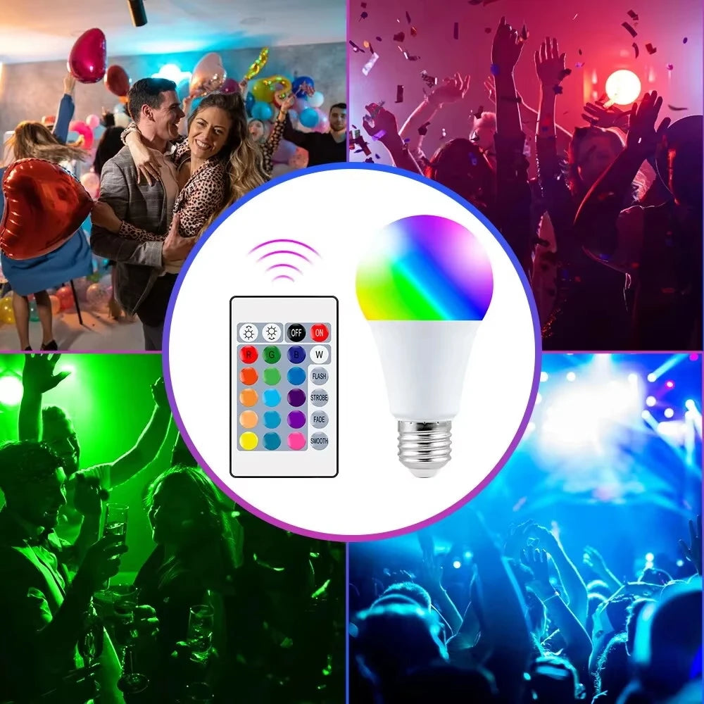 Smart Light RGB 16 Colors Remote Control E27 220V