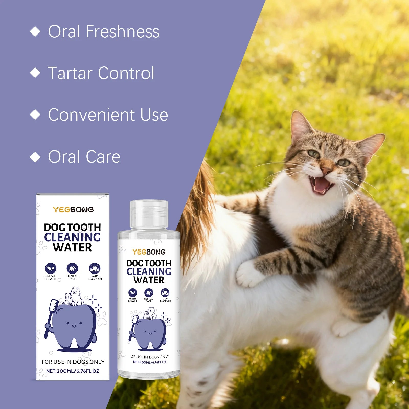 Yegbong 200ml Safe Pet Mouthwash - Alcohol Free Drinkable Formula for Gentle Oral Hygiene & Bad Breath - Daisan Mart