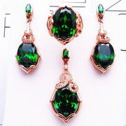 Luxurious 14K Rose Gold Emerald Jewelry Set