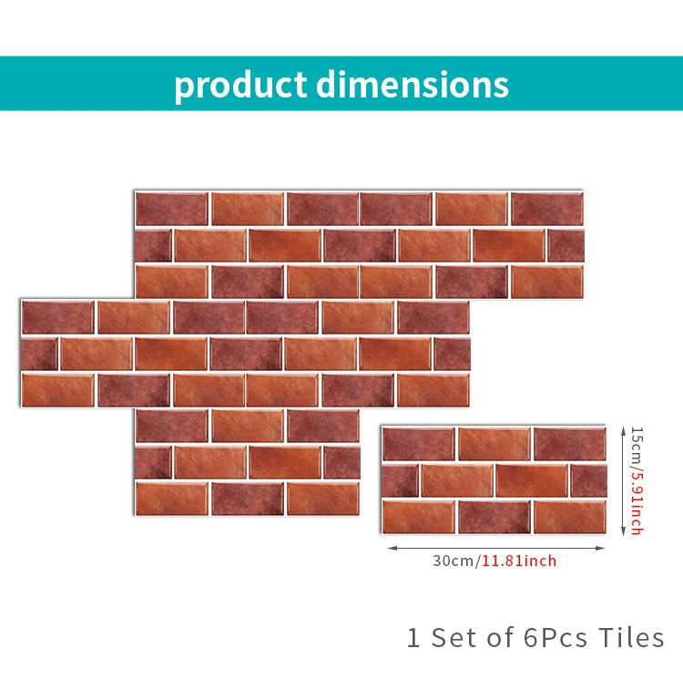 Gạch Dán Tường 3D Chống Thấm PVC Đa Sắc Nội Thất