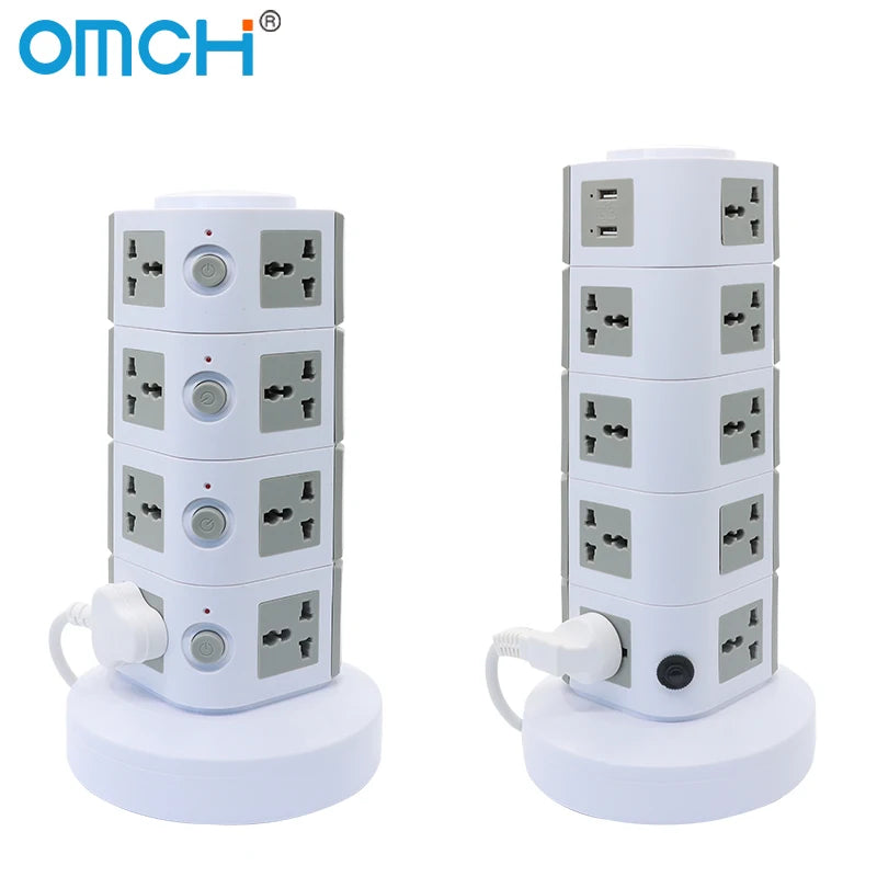 Ổ cắm tháp đa năng OMCH 4 USB, công tắc an toàn